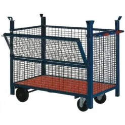 Contenedor Malla Medio Lateral. Ruedas Goma