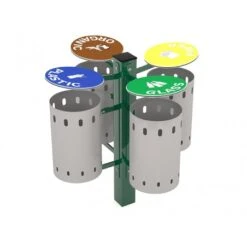 PAPELERA RECICLADO CON 4 CUBETAS Y CUBIERTA 35CE204010